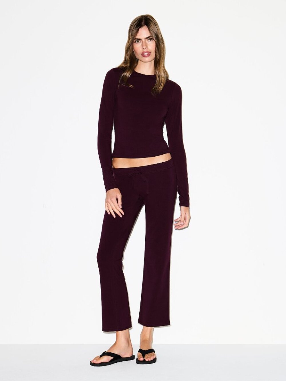 SKIMS Cotton Jersey Low Rise Crop Pant Currant Size S NWT